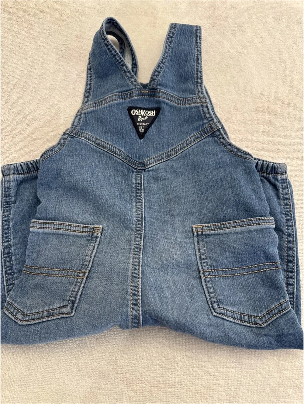 Oshkosh B’gosh Vestbak Denim Overalls Bibs 12 Months, Light Wash Denim